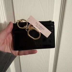 Victoria's Secret Glossy Black Card Holder with Gold Rings